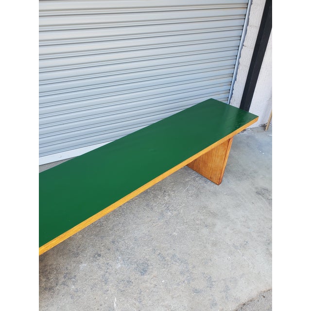 Brown Vintage Solid Oak Bench For Sale - Image 8 of 10