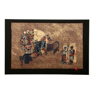 Untitled - Two Horses and Flowers, Signed Screenprint by Lebadang (Aka Hoi) For Sale