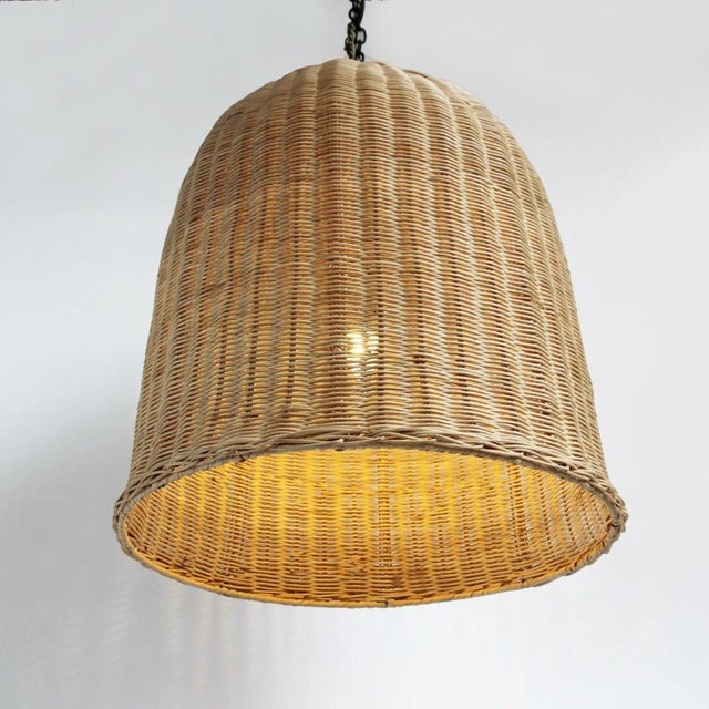 Contemporary Raw Wicker Dome Pendant Light Large For Sale - Image 3 of 6