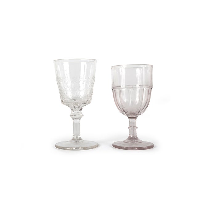 Set of 14 Mismatched Pressed Glass Goblets For Sale - Image 6 of 12
