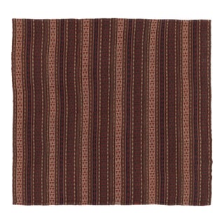 Vintage Persian Kilim, Square Rug With Intricate Geometric Stripes - Rug & Kilim For Sale