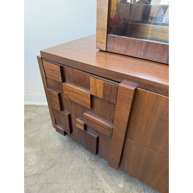 Vintage Brutalist Display Hutch by Lane Furniture For Sale In Los Angeles - Image 6 of 9