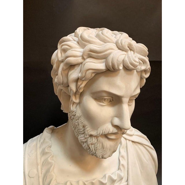 Italian Carrara Marble Bust of Marcus Aurelius, Late 19th Century For Sale - Image 4 of 6