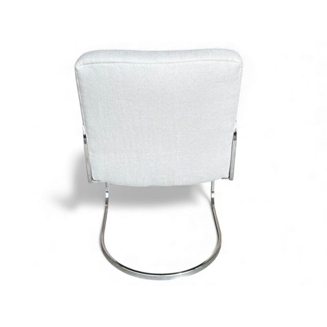Set of 4 Bauhaus-Style Chrome Cantilever Dining Chairs in Oyster Upholstery For Sale - Image 15 of 16