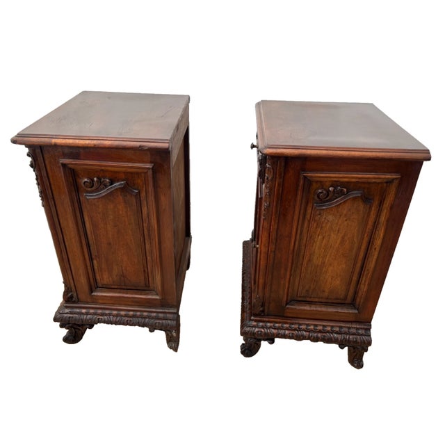 Antique Pair of Nightstands Cabinet Drawer Rococo Revival By: G. Colombo & Figli For Sale In Palm Springs - Image 6 of 14