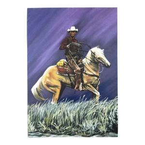 Cowboy on Horse “Approach” Painting Canvas Print of Original by Kim McElroy