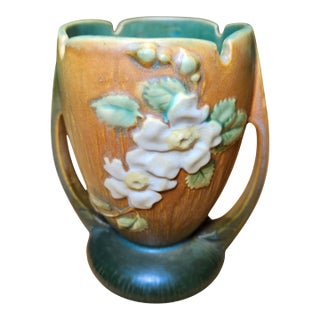 Roseville Pottery White Rose Vase For Sale