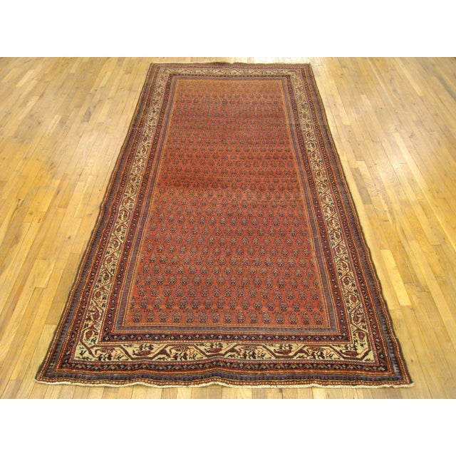 Persian Antique Persian Saraband Oriental Rug, in Gallery Size, Repeating Paisley Design For Sale - Image 3 of 6