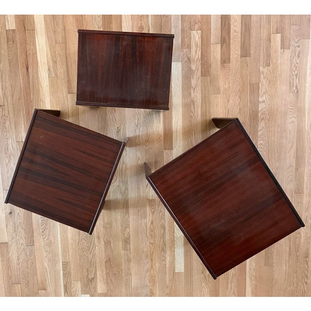 Brown 1960s Rosewood Nesting Side Tables by Afra & Tobia Scarpa for Cassina - Set of 3 For Sale - Image 8 of 13