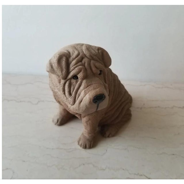 1980s 1986 Shar Pei Dog Sculpture Sandicast For Sale - Image 5 of 12