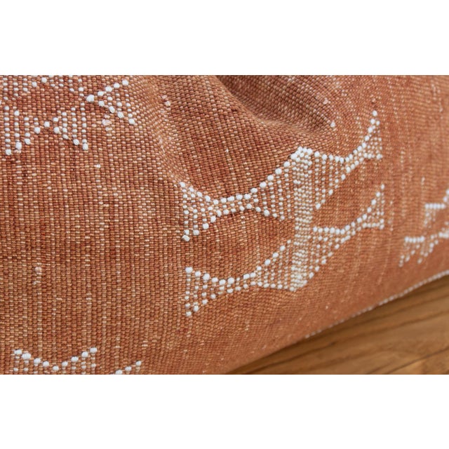 Textile Terracotta Bow-Tie Lumbar Moroccan Silk Pillow For Sale - Image 7 of 9