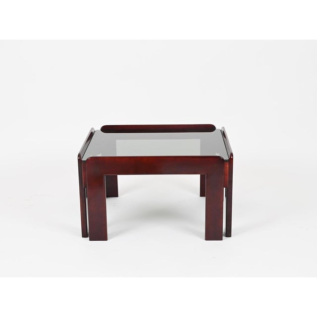 Glass Square Coffee Table with Smoked Glass by Afra & Tobia Scarpa, Italy, 1960s For Sale - Image 7 of 15