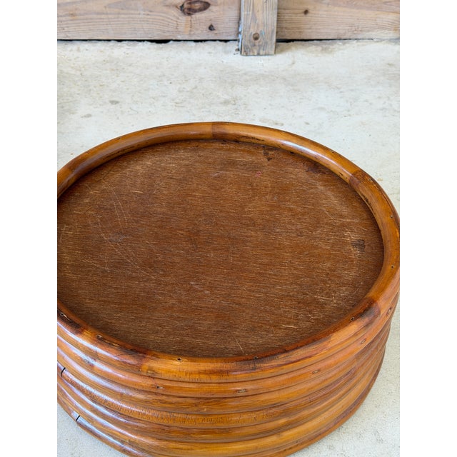 Vintage Stacked Rattan Ottoman in the Manner of Paul Frankl For Sale In Naples, FL - Image 6 of 11