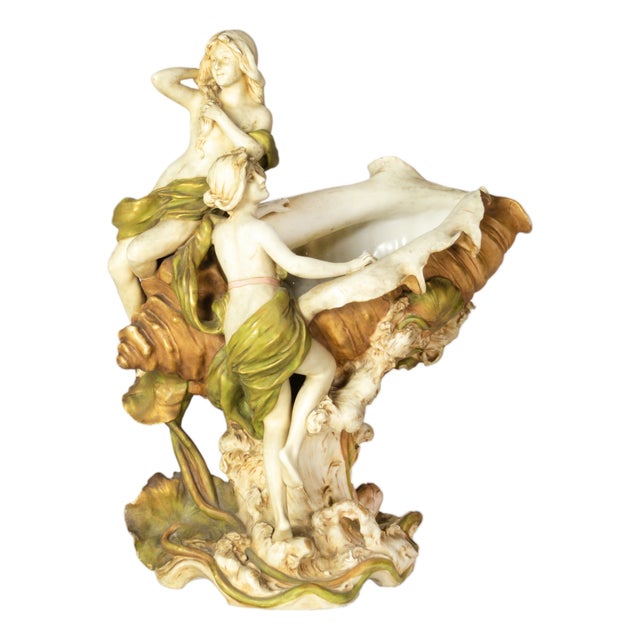 Art Nouveau Porcelain Centerpiece with Nymphs from Royal Dux Bohemia, 1900s For Sale