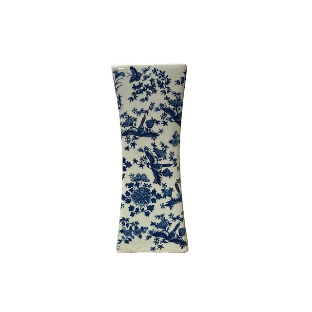 Ceramic Chinese Blue White Porcelain Flowers Pillow Shape Display Art For Sale - Image 7 of 13