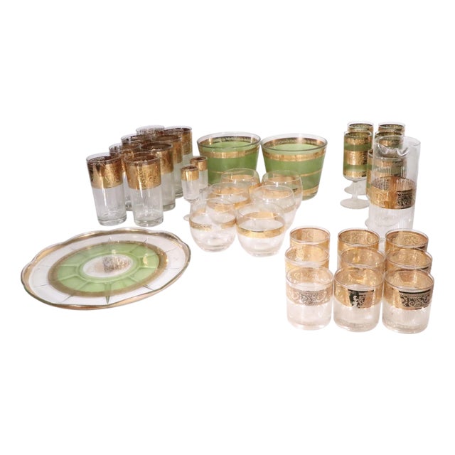 Mid 20th Century Set of Mid Century Cuyler Skylyte Barware Glasses - 33 pcs For Sale
