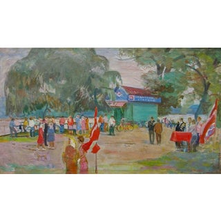 Soviet Era Oil Painting, Minskaya, Ukrainian Art, 1970s 56-99 For Sale