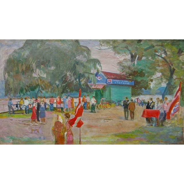 Soviet Era Oil Painting, Minskaya, Ukrainian Art, 1970s 56-99 For Sale