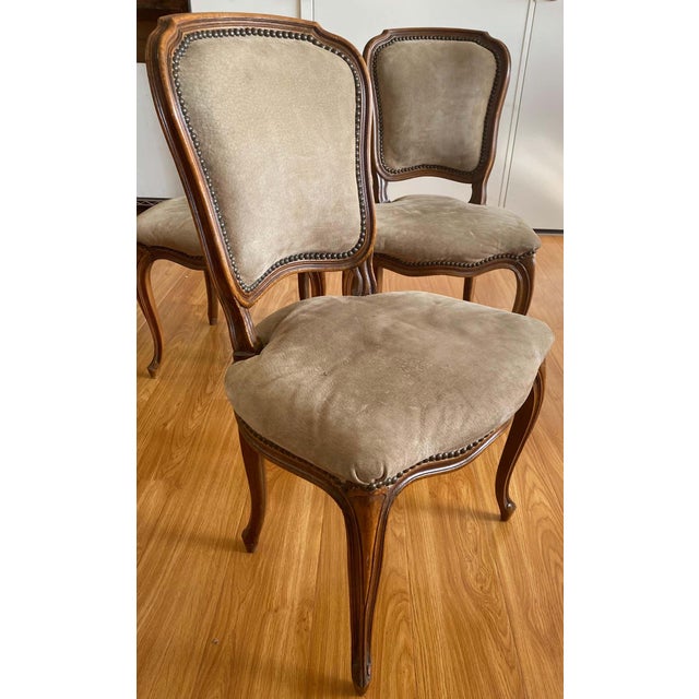 Wood Three Early 20th Century French Walnut Carved Side Chairs c.1900 For Sale - Image 7 of 7