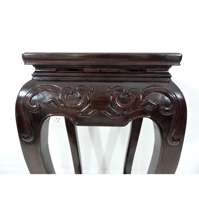 Mid 20th Century Vintage Chinese Rosewood Square 'Running Dragon' Plant Stand or Pedestal For Sale - Image 5 of 8