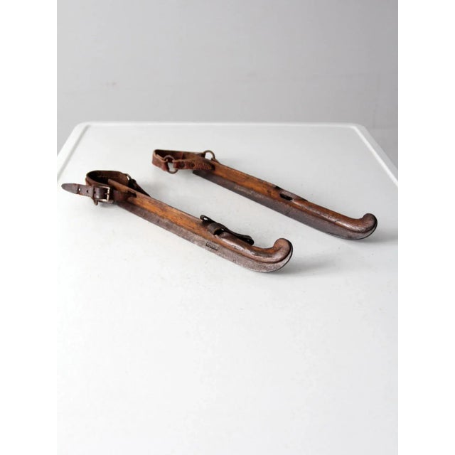 Brown Antique J Noorman Denham Ice Skates For Sale - Image 8 of 13