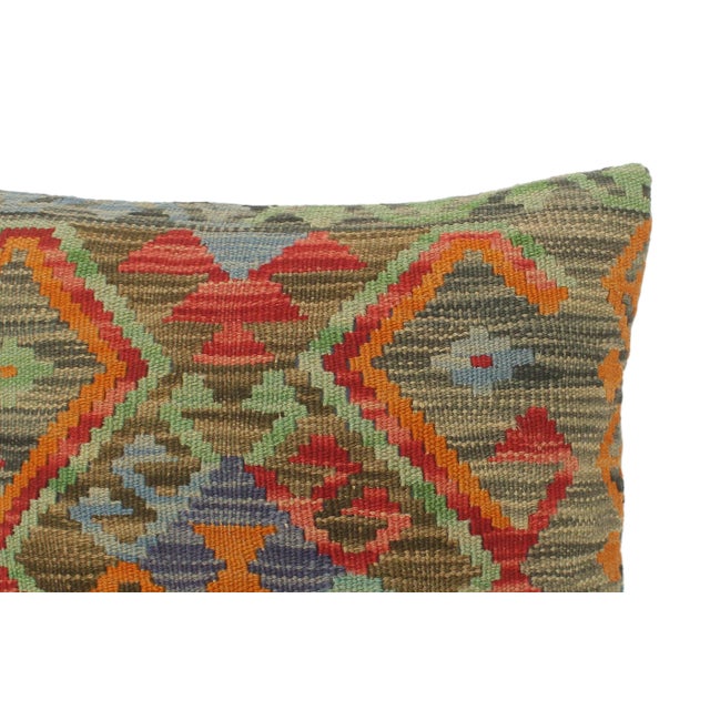 Rustic Turkish Reed Hand Woven Kilim Pillow For Sale In New York - Image 6 of 8