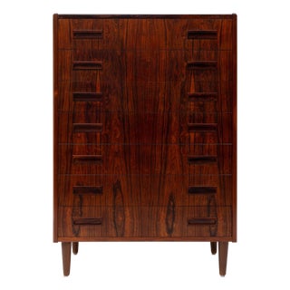 Danish Mid-Century 7 Drawer Rosewood Tallboy Dresser 1960s For Sale