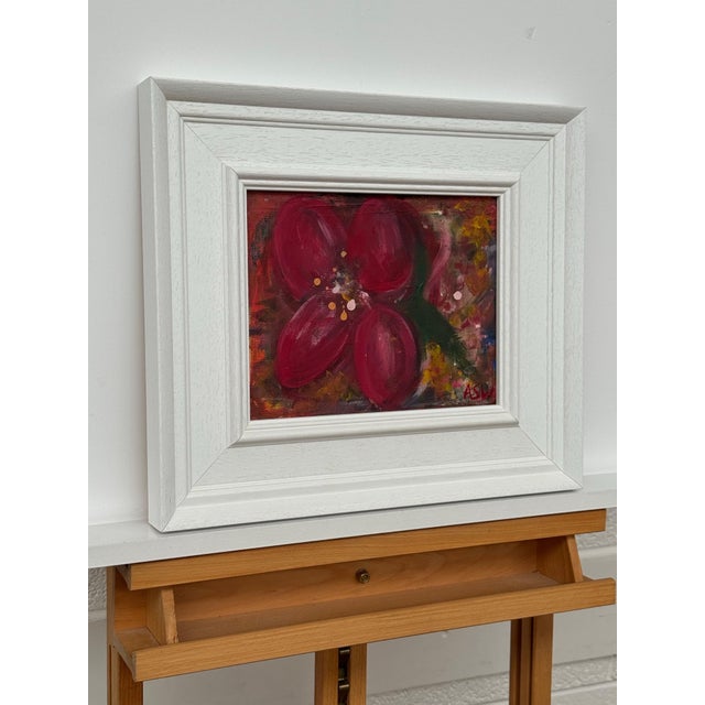 2000 - 2009 Ameryllis Study 3 - Miniature Abstract Floral Canvas Art by Contemporary Artist 2005 For Sale - Image 5 of 12