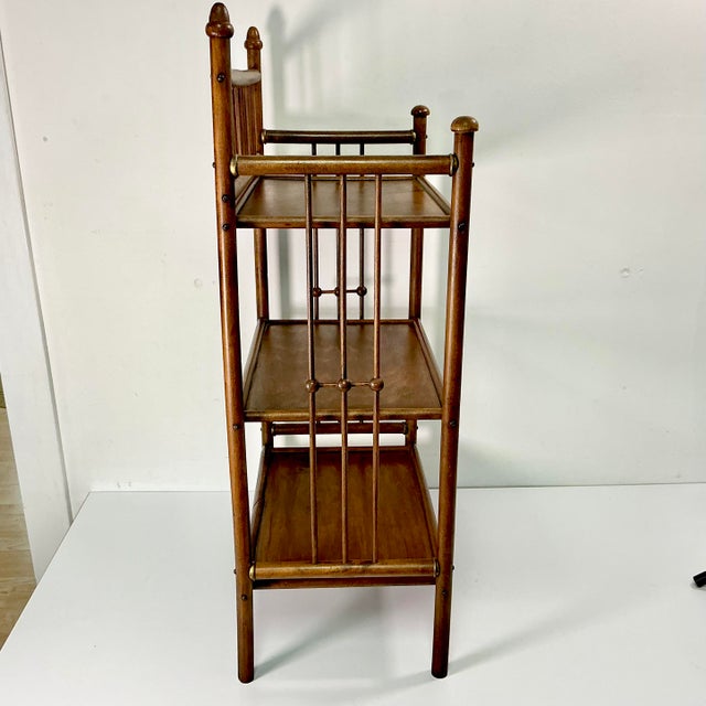 Early 20th C Antique Arts & Crafts Mission British Colonial Thornet Style Stick & Ball Etagere - 3 Tier For Sale - Image 10 of 18