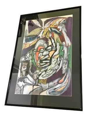 Mid Century Modern Abstract Watercolor Painting Graham Harmon Style