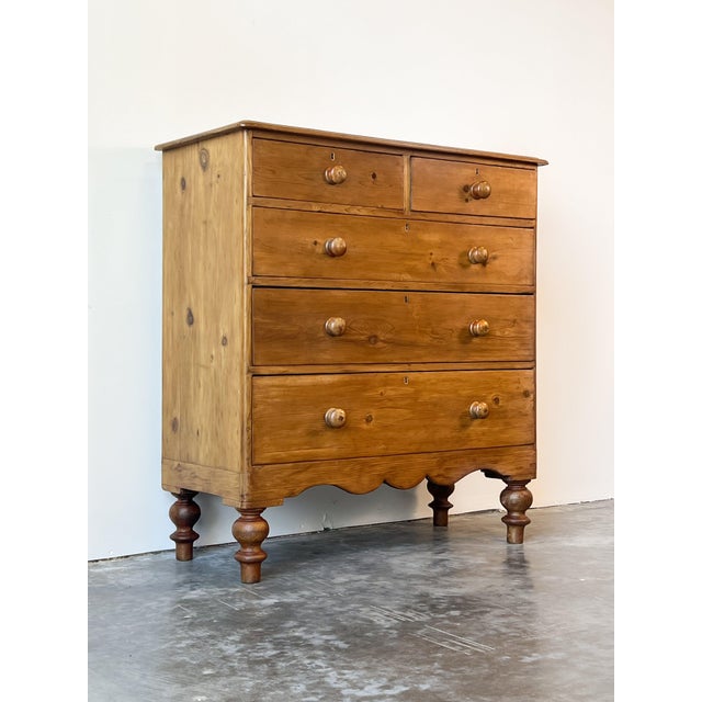 Victorian Antique Victorian Pine Chest of Drawers, 2 Over 3 For Sale - Image 3 of 10
