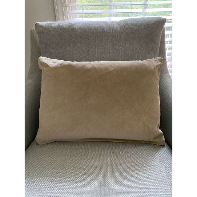 Lumbar Pillow With Blue and Aqua Stripes and Dashes For Sale - Image 4 of 4