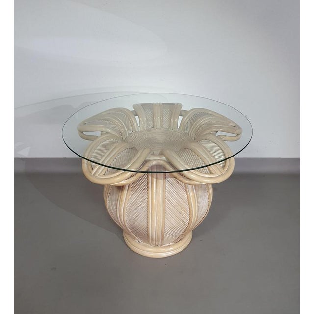 Pencil Reed, Rattan and Bamboo Bell Flower Side Table For Sale - Image 12 of 18