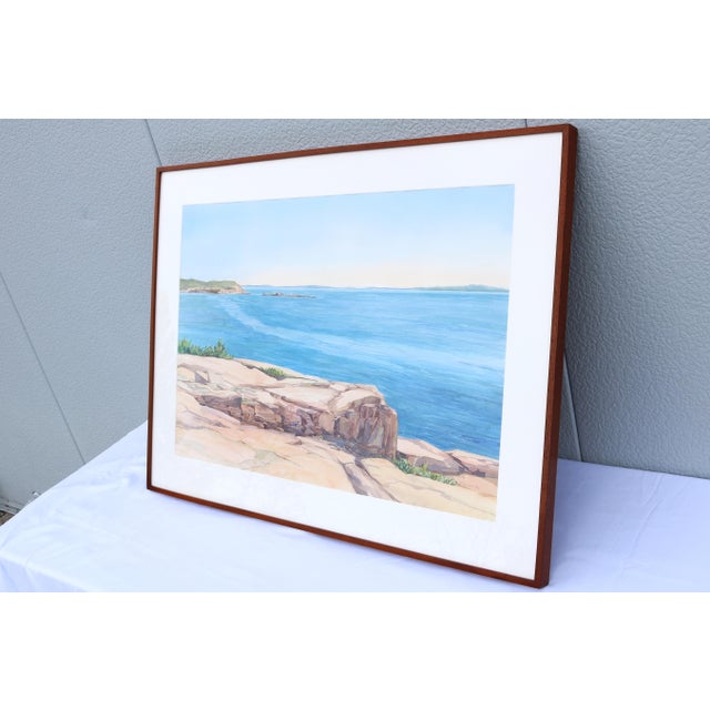 1986 Hannah Ferenbach Rocky Coastal Seascape Watercolor Painting One-of-a-Kind For Sale In New York - Image 6 of 18