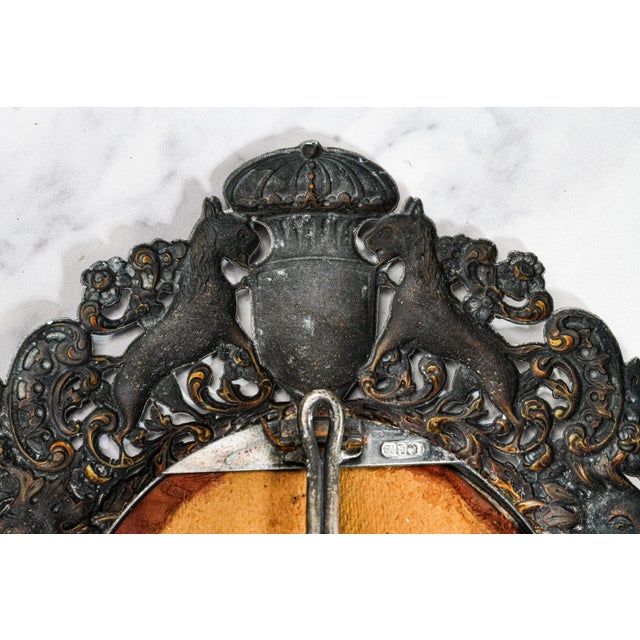 Regal Ornate Repousse Style Antique Silverplate Victorian Photo Picture Frame Lion Royalty Armorial For Sale - Image 17 of 18