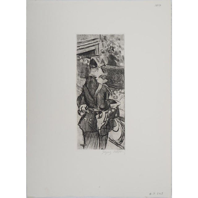 Jacques villon the guard of the moulin rouge ball, 1910 original etching signed in pencil lower right on vellum 38 x 28 cm...