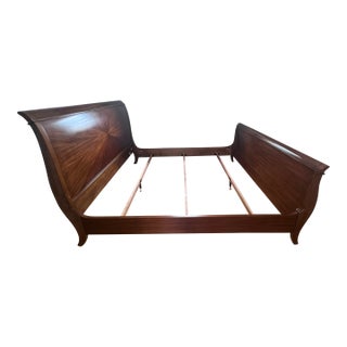 King Bernhardt Wood Sleigh Bed Frame – Sunburst Veneer For Sale