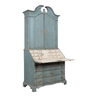 19th Century Blue Oak Secretary Bureau From Denmark For Sale