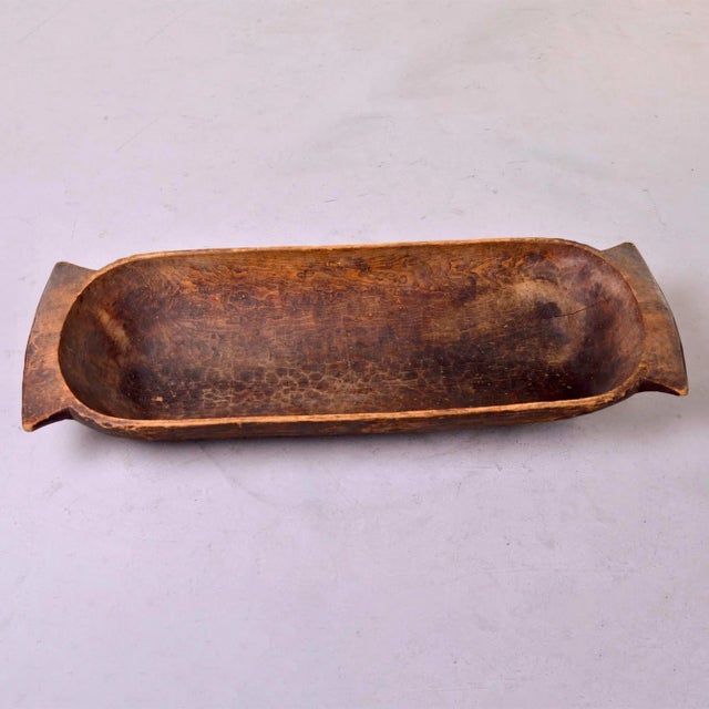 Extra Large Eastern European Hand Carved Dark Wood Dough Bowl For Sale - Image 11 of 11