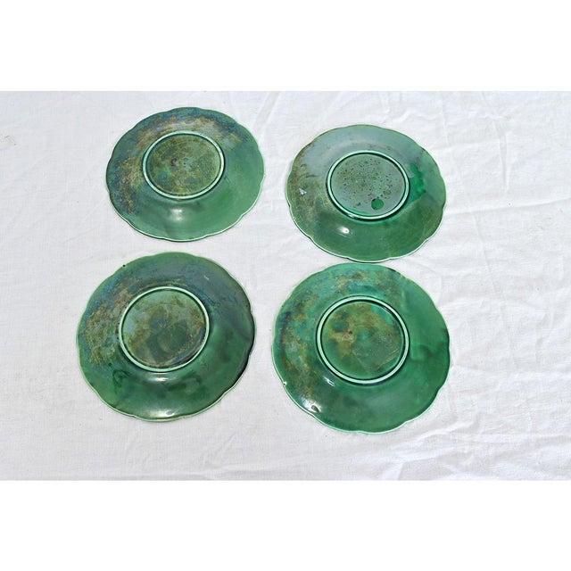 Ceramic French 19th Century Set of Four Gien Majolica Leaf Plates For Sale - Image 7 of 12