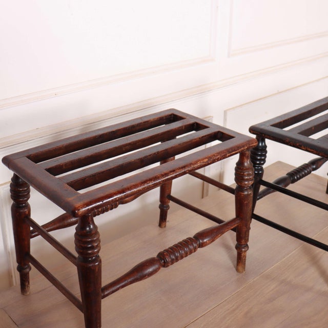 Vintage English Luggage Stands, Set of 2 For Sale - Image 4 of 7
