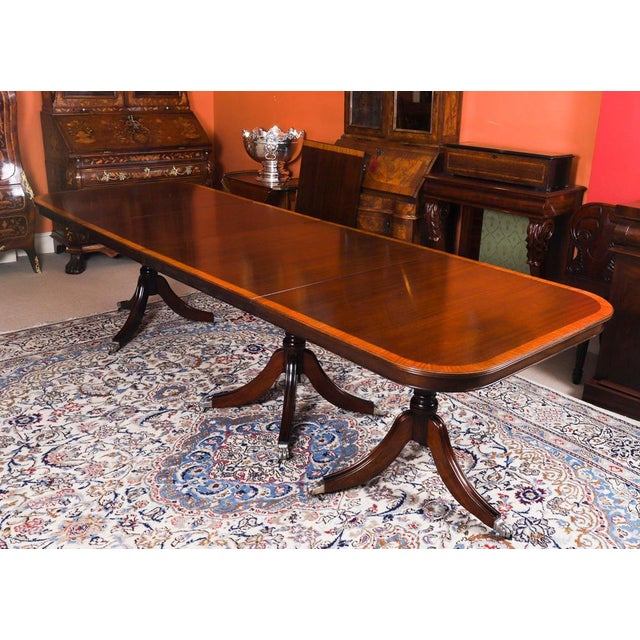 Vintage Mahogany 3-Pillar Dining Table and Chairs, 20th Century, Set of 15 For Sale - Image 4 of 18