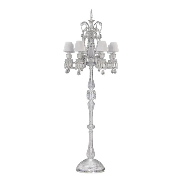 Collection Regina Floor Lamp in Metal and Crystal by Jago For Sale