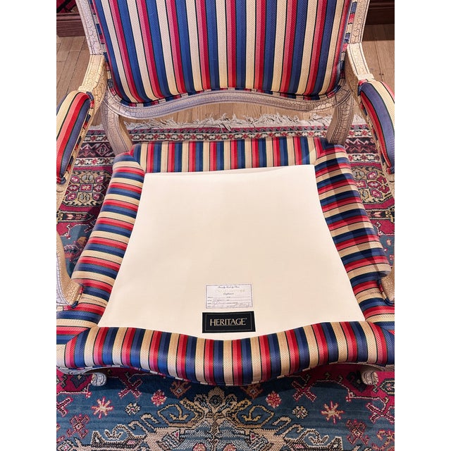 Mid 20th Century Drexel Heritage Louis XV Upholstered Bergere Chair For Sale - Image 9 of 11