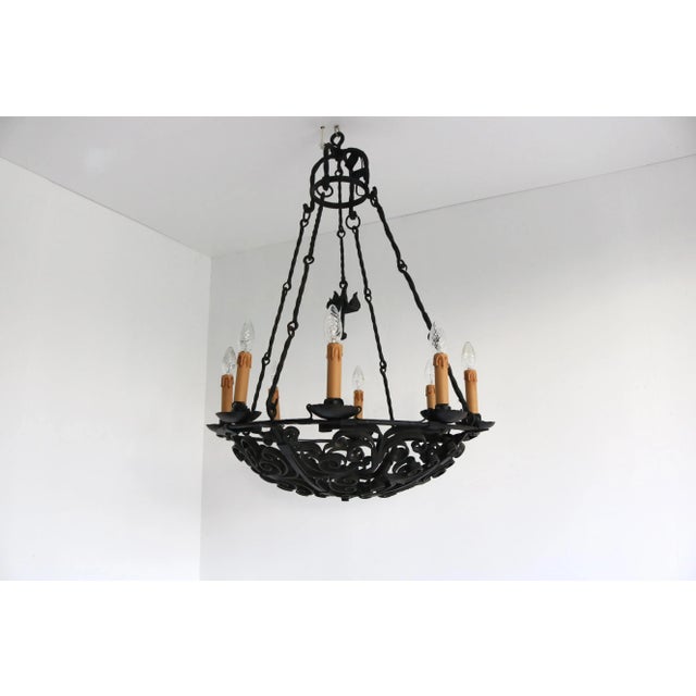 Antique Wrought Iron Chandelier, 1800s For Sale - Image 11 of 16