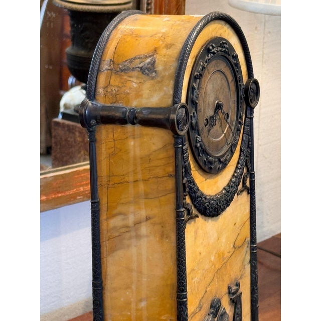 Tan 19th Century French Mantel Clock With Zodiac Dial and Reading Figure For Sale - Image 8 of 11