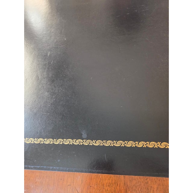 Vintage Drexel Faux Bamboo Chippendale Style Leather Top Game Table For Sale - Image 10 of 14