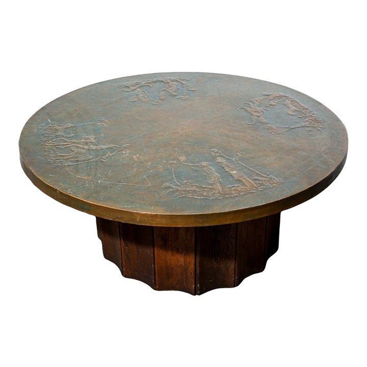 Vintage Copper Top Coffee Table in the Style of Philip & Kelvin Laverne