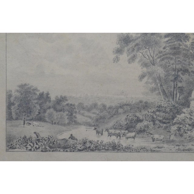 Black 19th Century European School Pastoral Landscape With Cattle, Graphite Drawing For Sale - Image 8 of 10