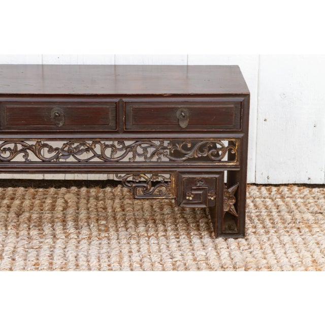 Antique Brown & Gilt Chinese Kang Table For Sale In Los Angeles - Image 6 of 11